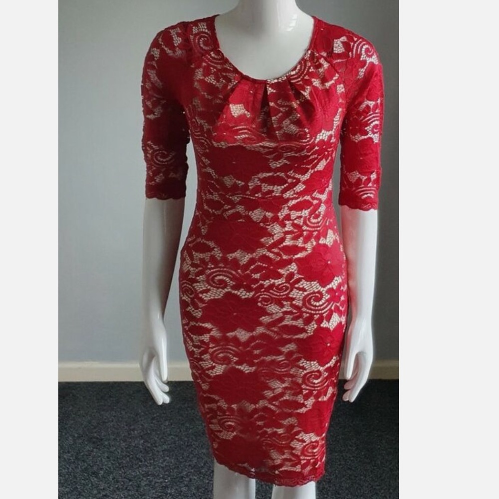 Fisoul Red Lace Dress - Size M